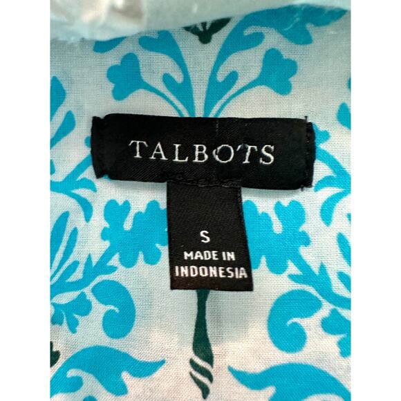 TALBOTS | Blue Floral Print Button Down Shirt 100% Cotton Long Sleeve | Small - Picture 5 of 6